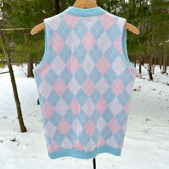 80s Brownstone Studio NY Pastel Argyle Knit Sweater Vest - Picture 2 of 13